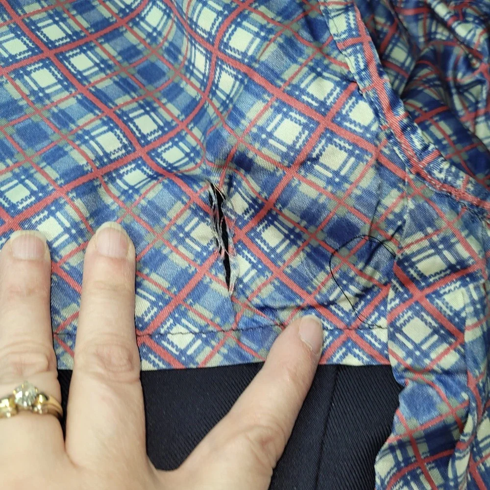 Johnny Carson Men Navy‎ Blue Blazer Sport Coat 44L Vintage Made In USA *Flaw